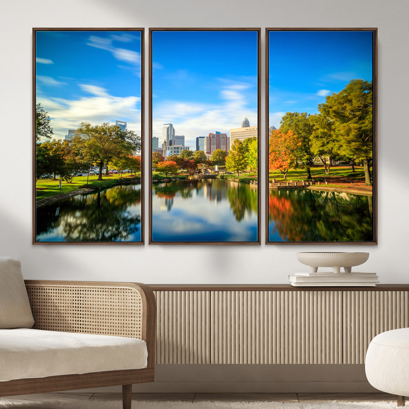 83254720-MGV-CV-36X24 - Charlotte Skyline Canvas Wall Art Print – North Carolina Cityscape Photography Print