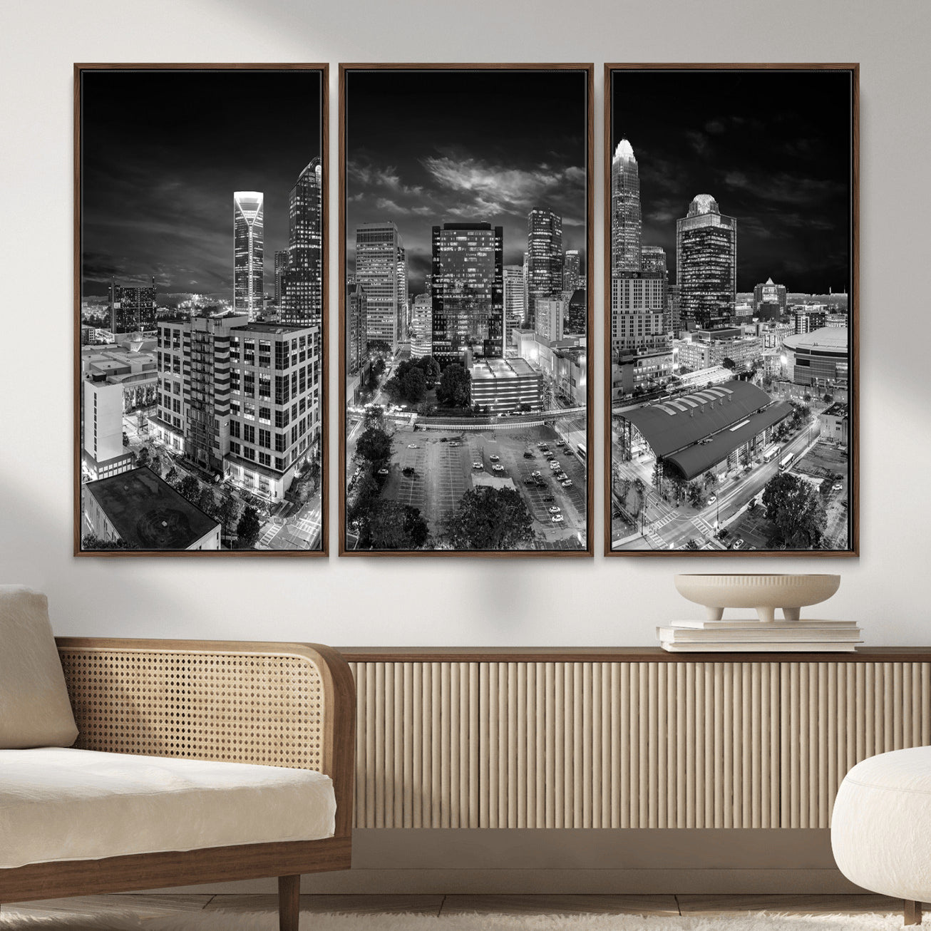 60105075-MGV-CV-36X24 - Charlotte Skyline Canvas Wall Art Print – North Carolina Cityscape Photography Print