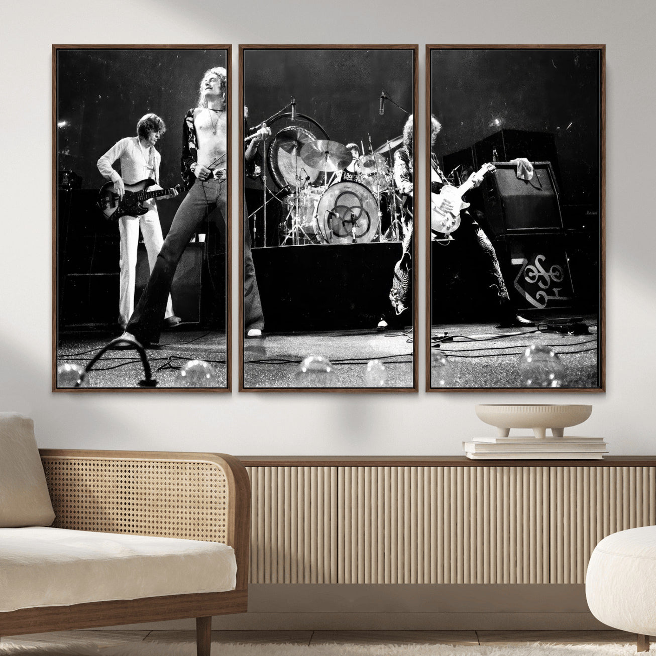 87313532-MGV-CV-36X24 - ed Zeppelin Live Concert Canvas Wall Art, Classic Rock Band Photography Print, Vintage Music Stage Performance Artwork