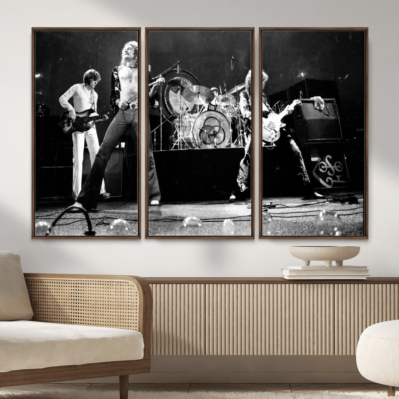 87313532-MGV-CV-36X24 - ed Zeppelin Live Concert Canvas Wall Art, Classic Rock Band Photography Print, Vintage Music Stage Performance Artwork