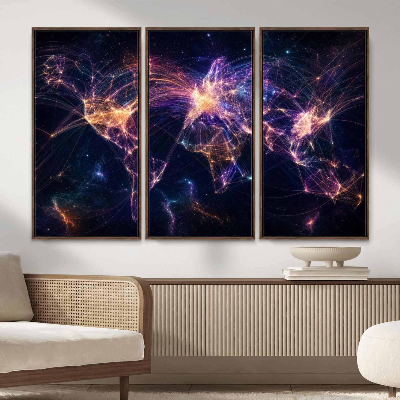 75155491-MGV-CV-36X24 - Global Flight Routes Map Canvas Wall Art, Worldwide Aviation Network Print, International Air Travel Wall Decor