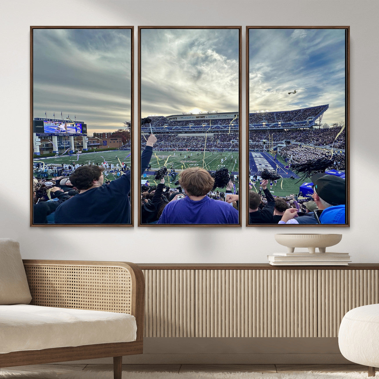 400867JMU-MGV-CV-36X24 - JMU Stadium Wall Art Canvas Print for Game Room Decor - James Madison University Stadium