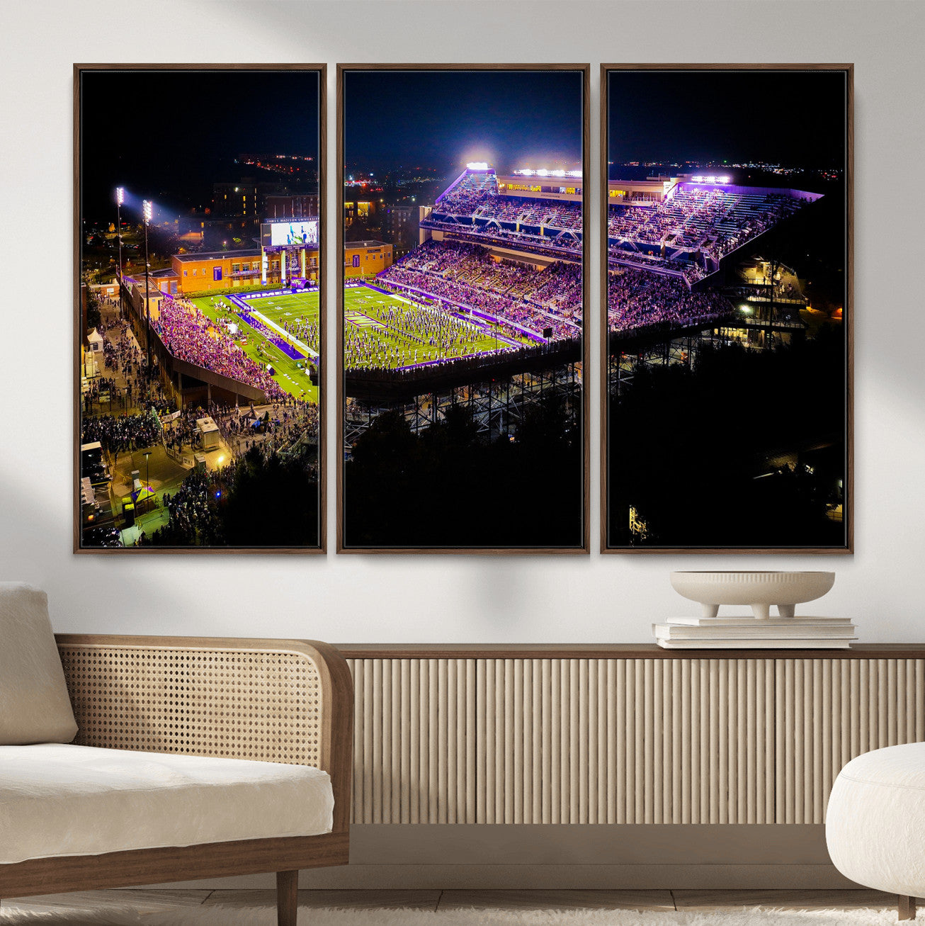 400867JMU2-MGV-CV-36X24 - JMU Stadium Wall Art Canvas Print for Game Room Decor - James Madison University Stadium