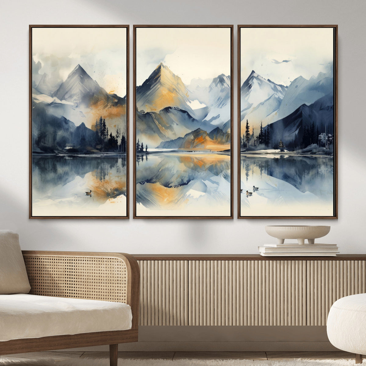 10196184T-MGV-CV-36X24 - Abstract Lake Mountain Wall Art Canvas Print