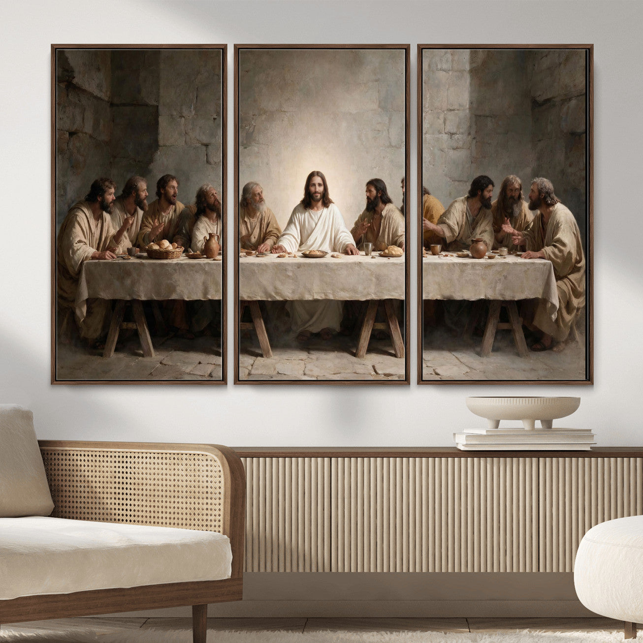 69633087-MGV-CV-36X24 - The Last Supper of Jesus Christ Wall Art Canvas Print - Classical Christian Faith Home Decor