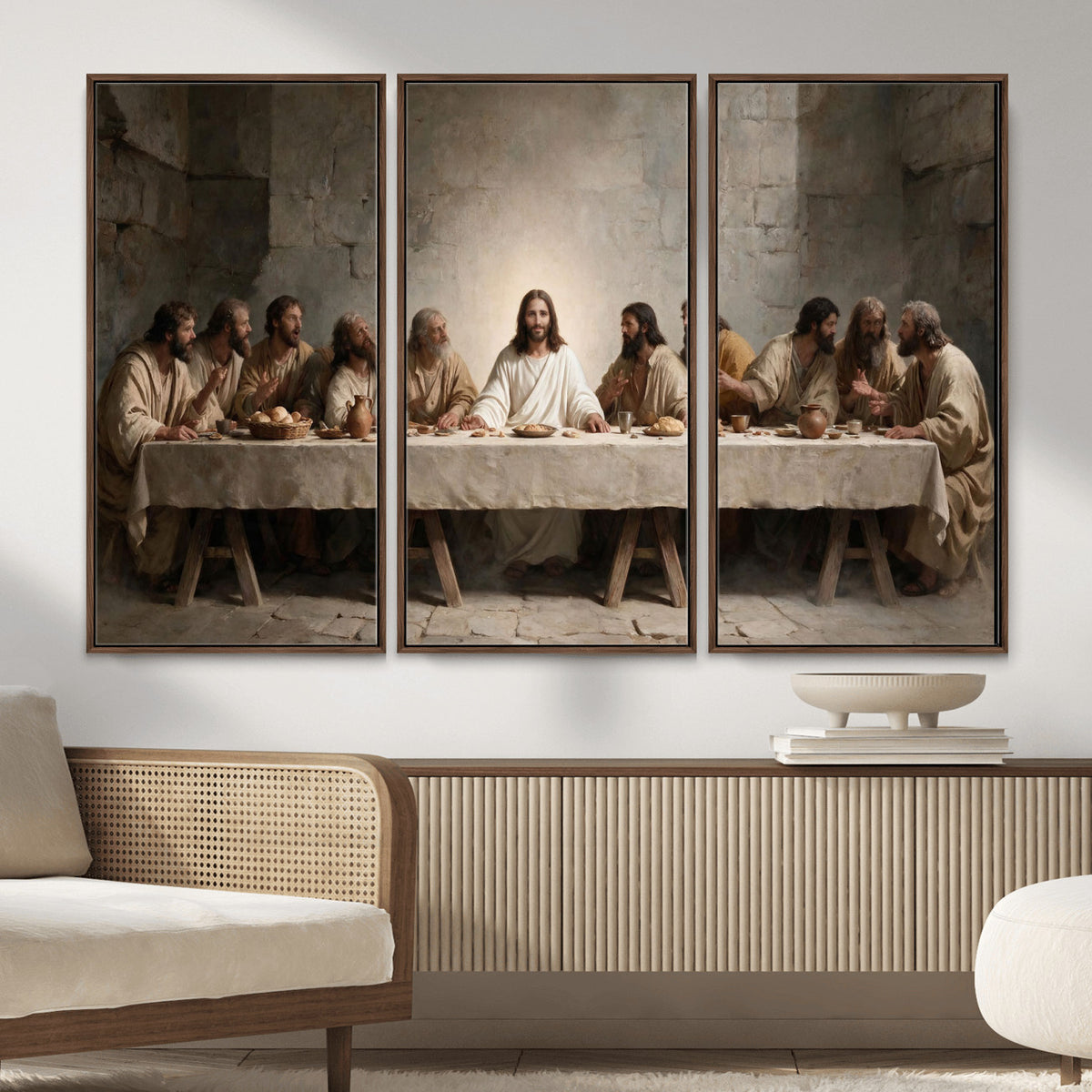 69633087-MGV-CV-36X24 - The Last Supper of Jesus Christ Wall Art Canvas Print - Classical Christian Faith Home Decor