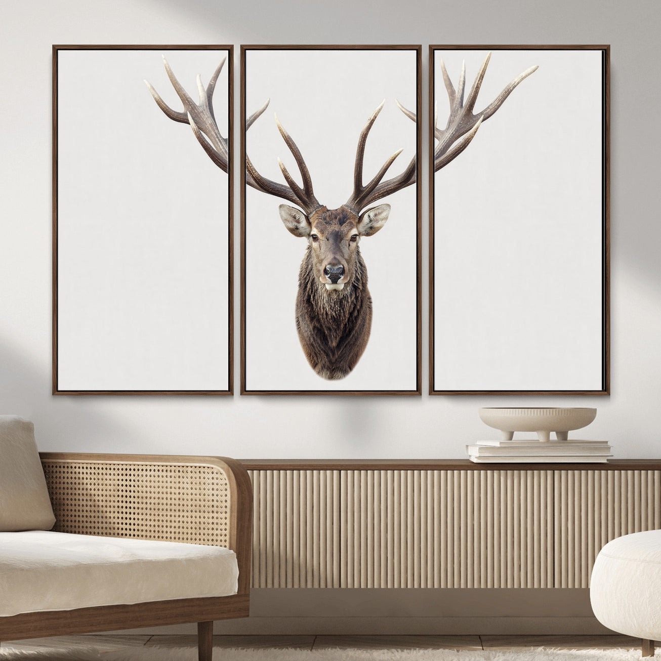 840173GY-MGV-CV-36X24 - Majestic Red Deer Canvas Wall Art – Stag Antlers Horns Print, Wildlife Hunting Poster, Rustic Cabin Lodge Decor
