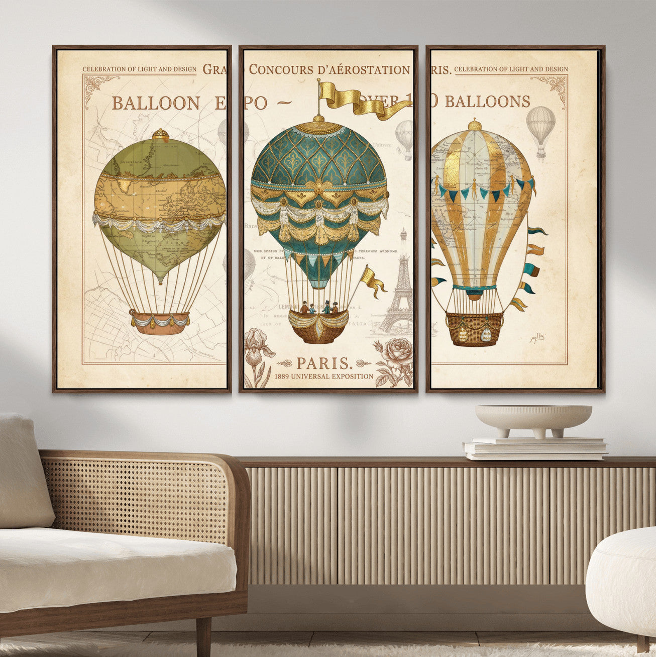 31530449-MGV-CV-36X24 - Kimberly Allen Paris Balloon Expo Wall Art Canvas Print, Vintage 1889 French Hot Air Balloon Poster