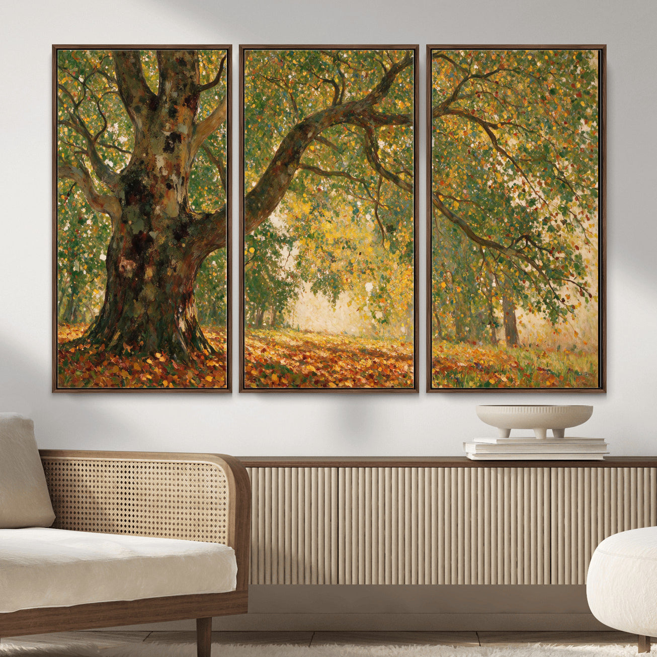 52555601-MGV-CV-36X24 - Claude Monet Style The Bodmer Oak Fontainebleau Forest Wall Art Canvas Print, Autumn Landscape Painting Print