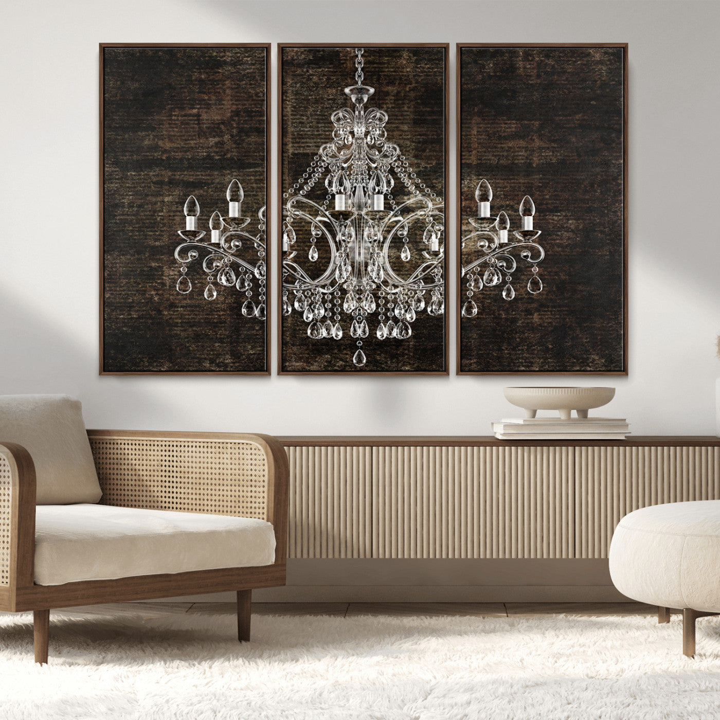 69434-MGV-FC-48X32-3P_Walnut-Rustic Chandelier Canvas Print