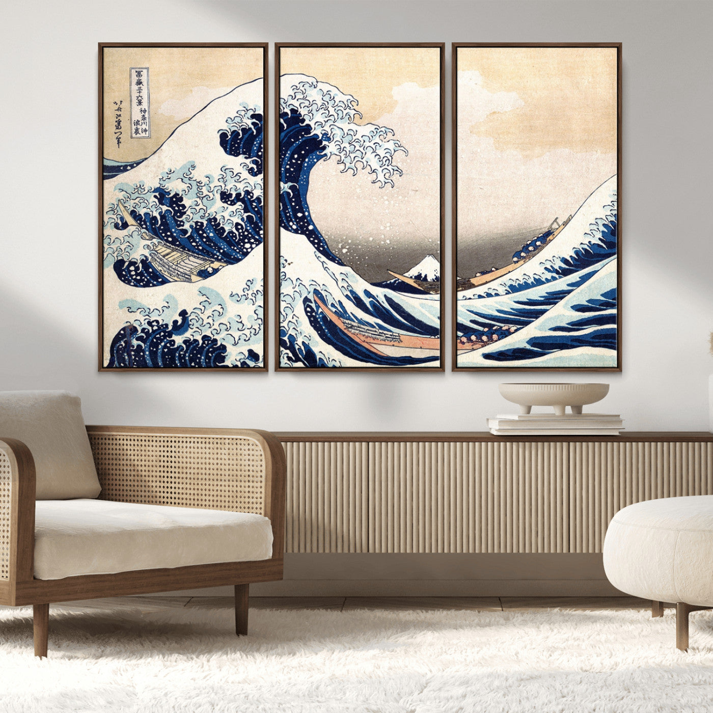 35635-MGV-FC-48X32-3P_Walnut-Wall Art Kanagawa Canvas Artwork Abstract Print