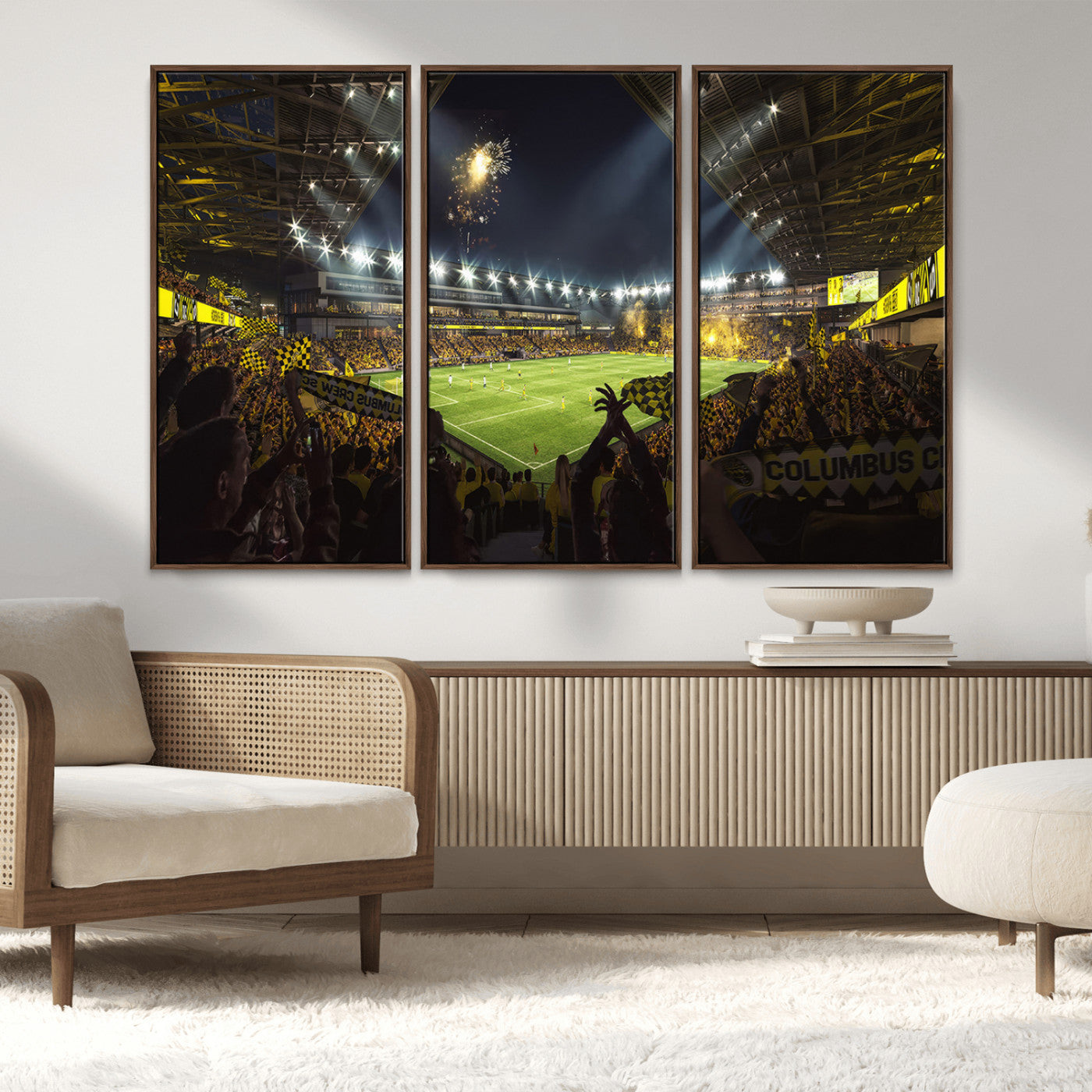 51122-MGV-FC-48X32-3P_Walnut-Columbus Crew Soccer Team Print - Columbus Crew Stadium Wall Art Canvas Print