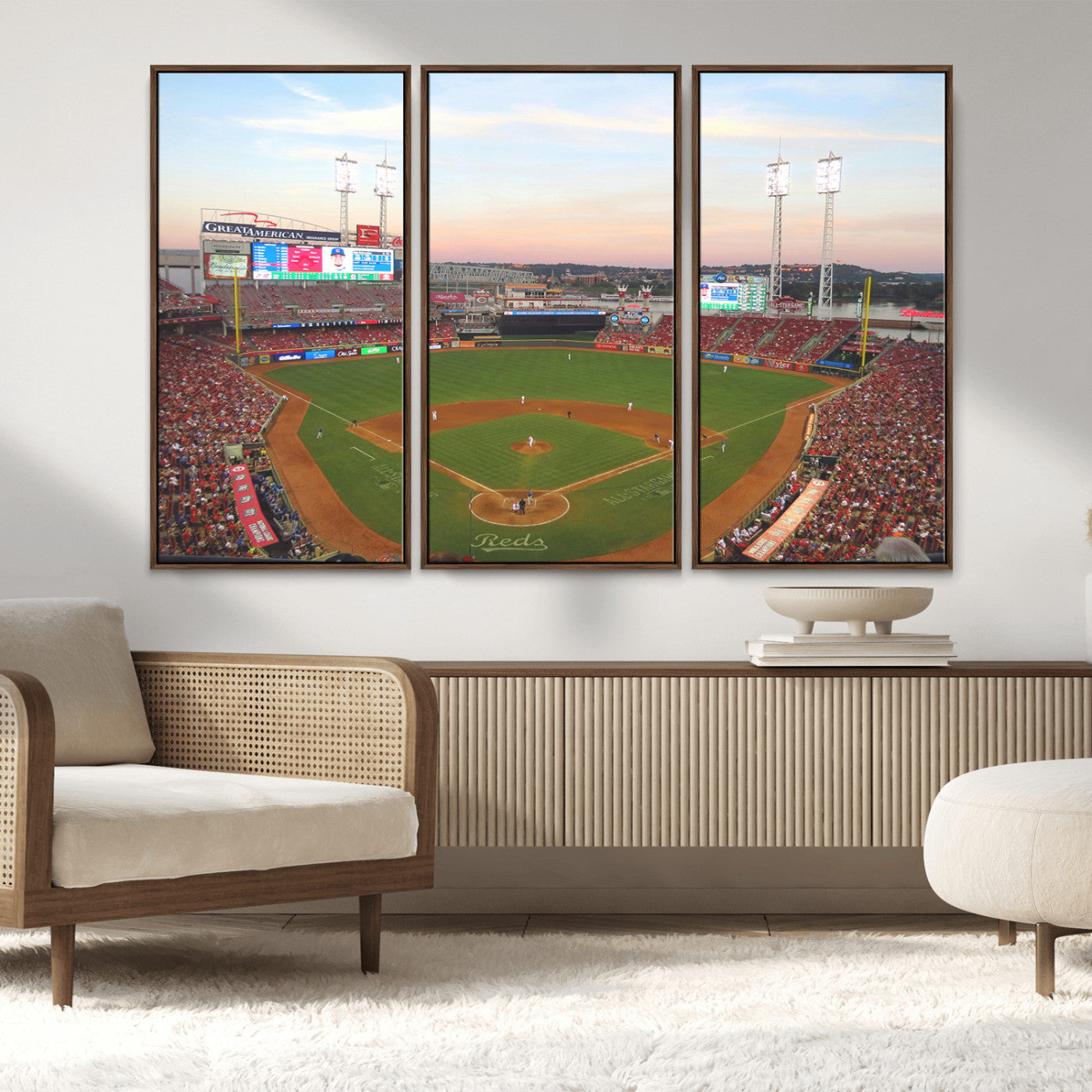 -Cincinnati Reds Baseball Print Canvas- Cincinnati Great American Ball Park Stadium Wall Art Canvas