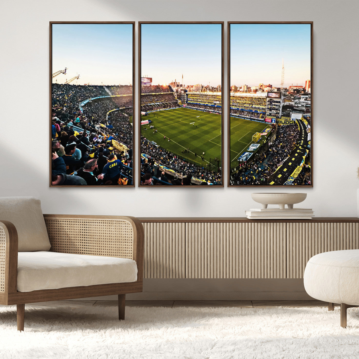 50105-MGV-FC-48X32-3P_Walnut-Boca Juniors Soccer Team Print - Buenos Aires Bombonera Stadium Wall Art Canvas Print