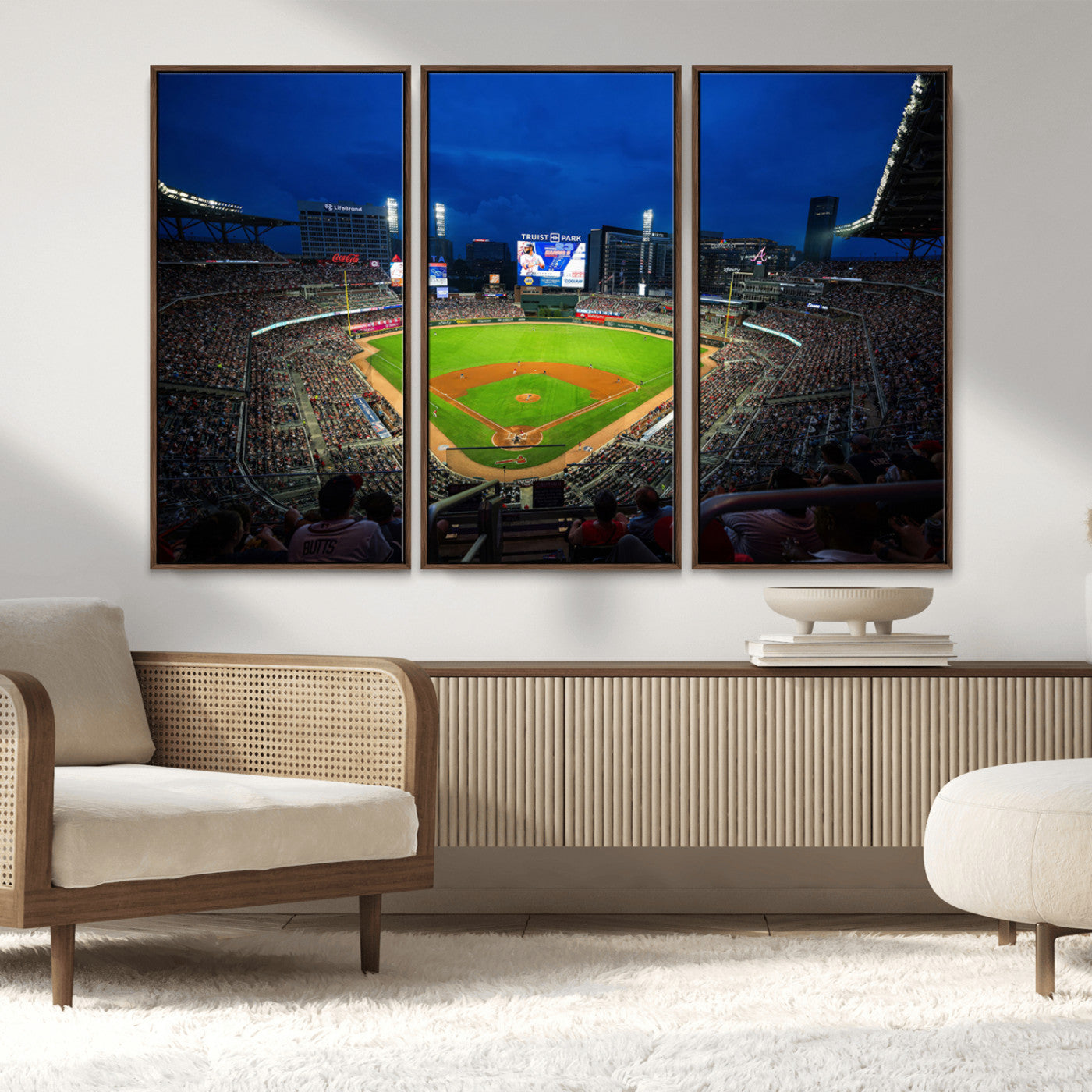 88590-MGV-FC-48X32-3P_Walnut-Truist Park Night Game Canvas Art - Atlanta Braves Stadium Wall Art Canvas