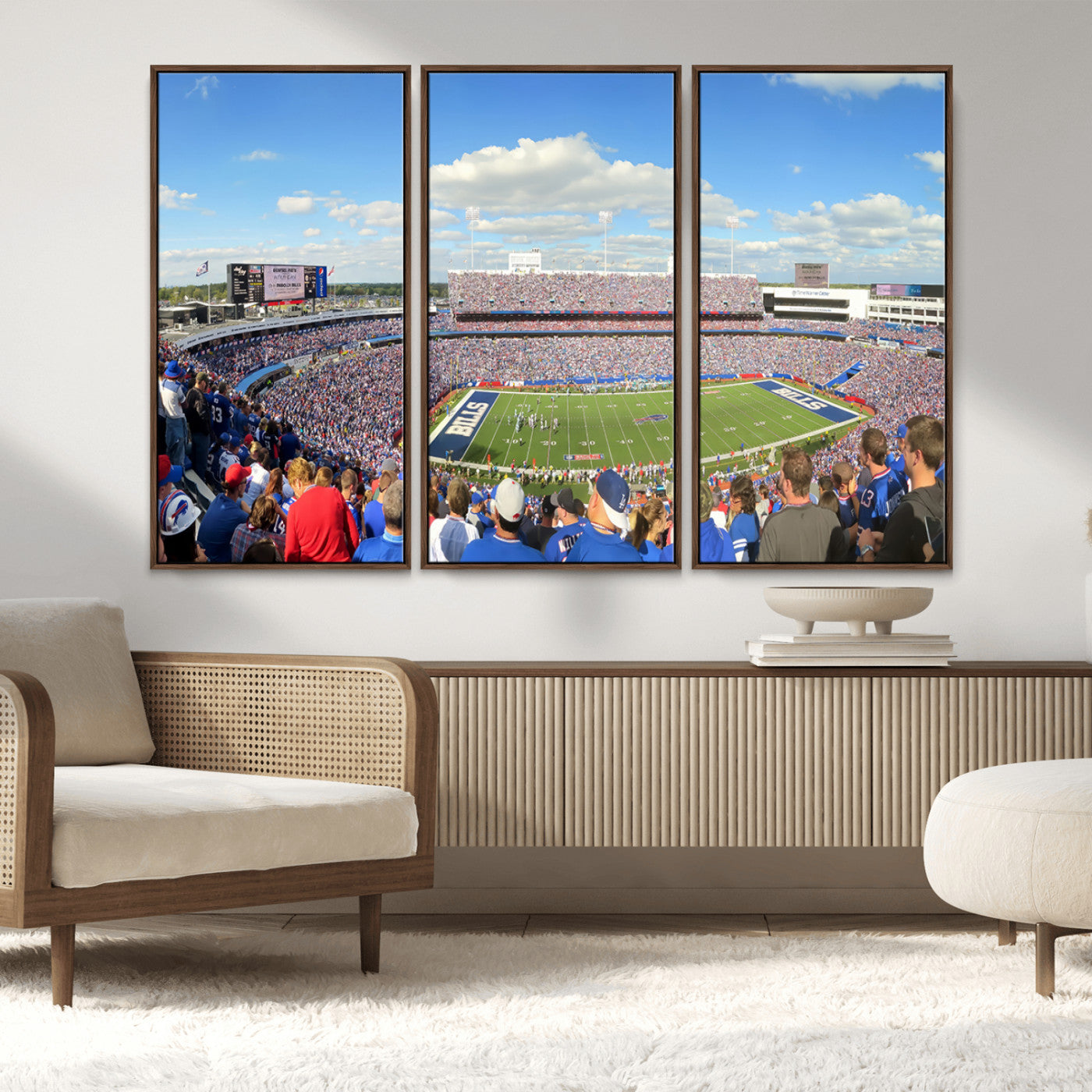 35302-MGV-FC-48X32-3P_Walnut-Buffalo Bills NFL Football Team Print - Buffalo Highmark Stadium Wall Art Canvas Print