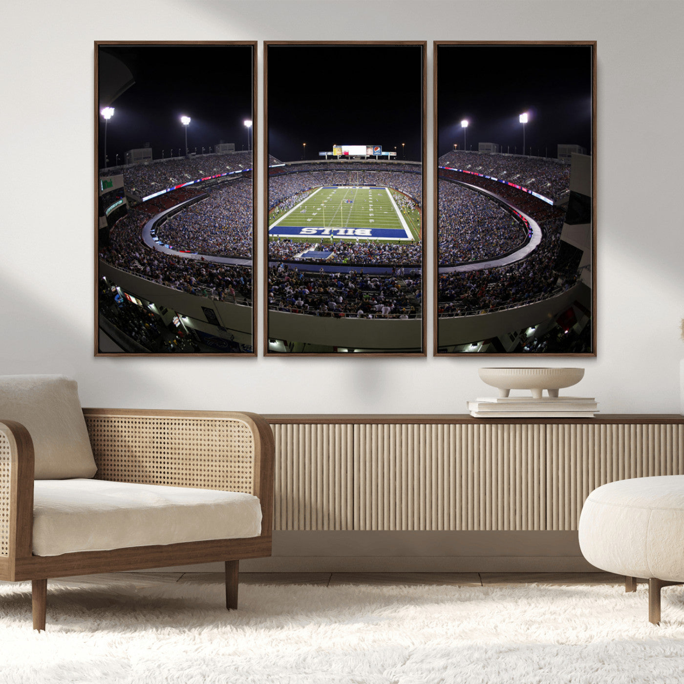 98546-MGV-FC-48X32-3P_Walnut-Buffalo Bills NFL Football Team Print - Buffalo Highmark Stadium Wall Art Canvas Print
