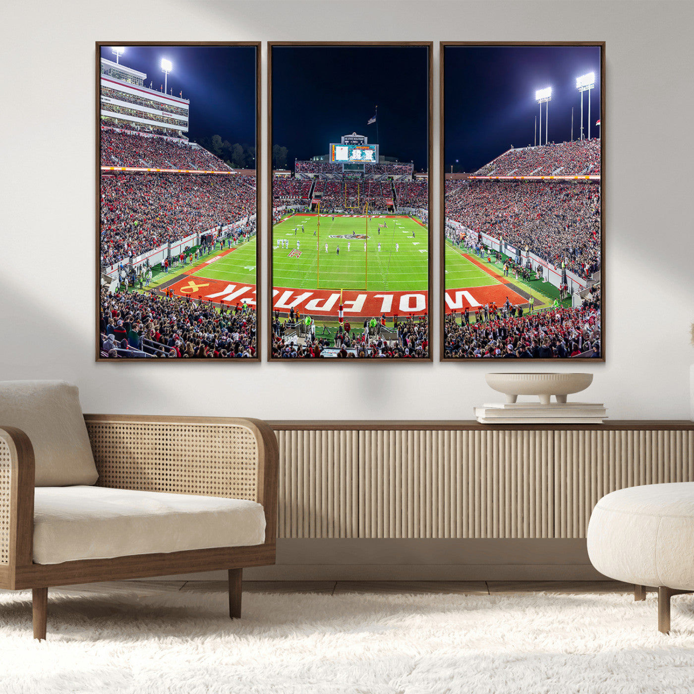 80943-MGV-CV-36X24-Wolfpack Football Team Print - Raleigh Carter-Finley Stadium Wall Art Canvas Print