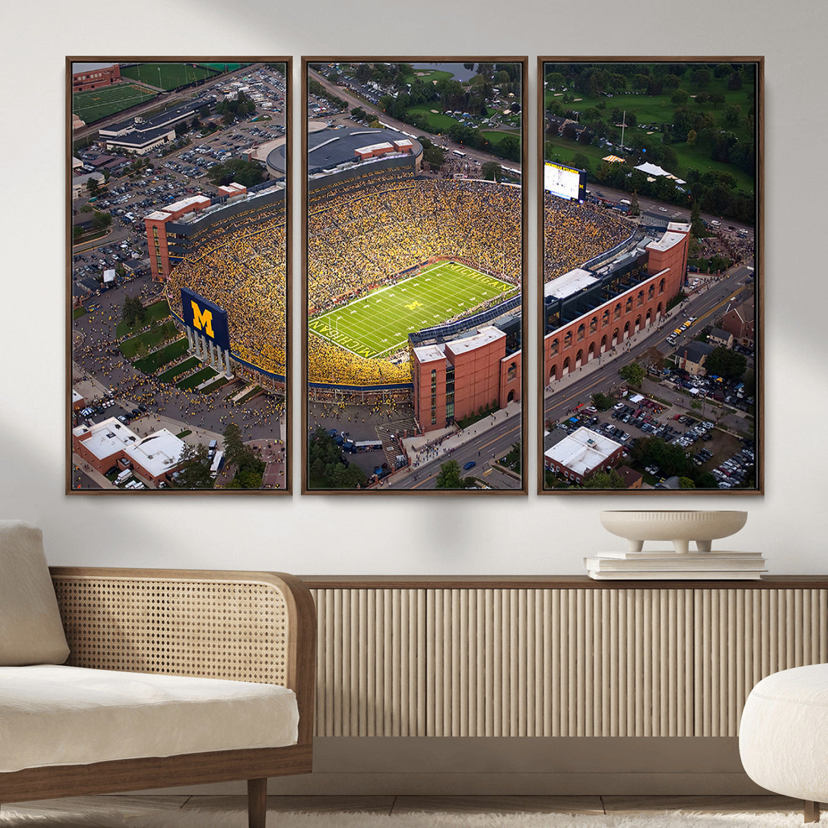 95248-PAN-FL-20X10 - University of Michigan Wolverines Football Team Print - Ann Arbor Michigan Stadium Wall Art Canvas