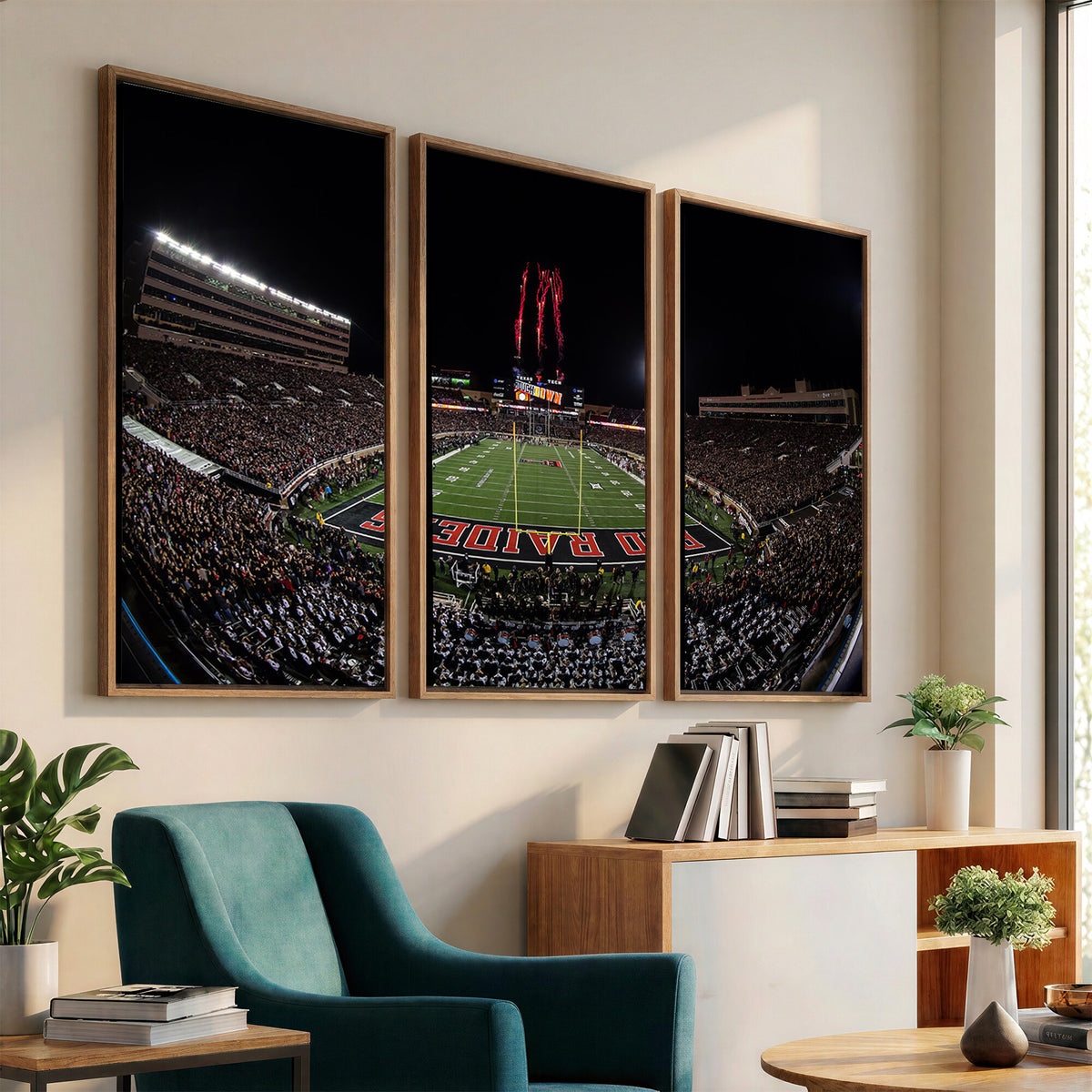 83122-PAN-FL-20X10 - Framed Texas Tech Red Raiders Stadium Canvas, Texas Tech Red Raiders Football Team Print - Lubbock