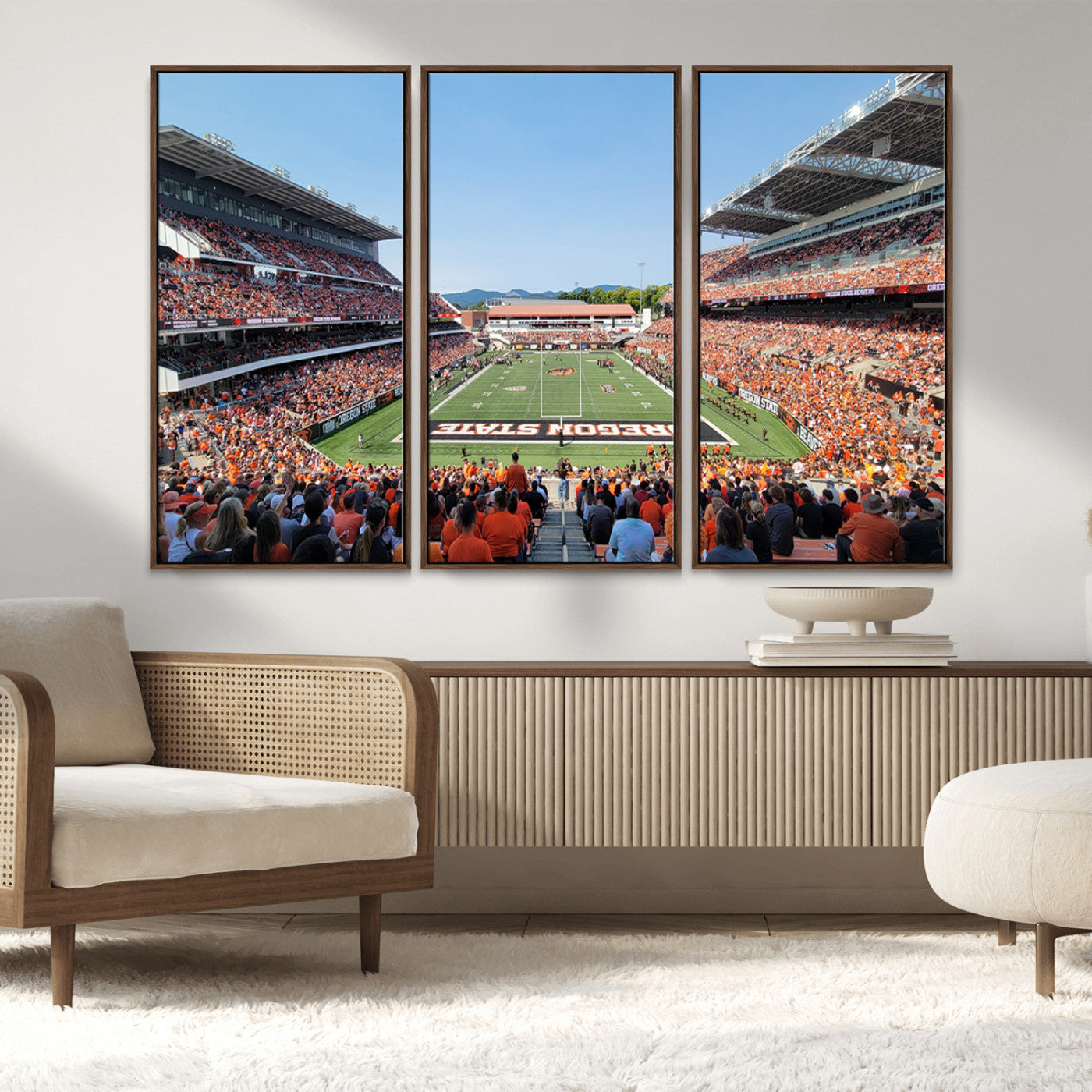 35211-MGV-FC-48X32-3P_Walnut-Oregon State Beavers Football Team Print - Corvallis Reser Stadium Wall Art Canvas Print