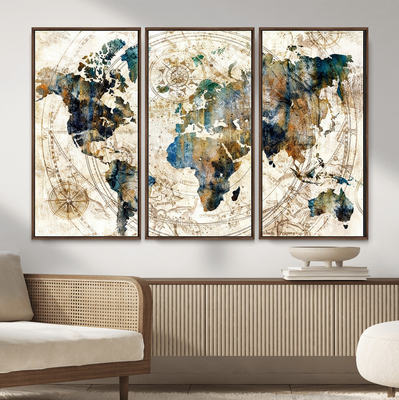 10554-MGV-CV-36X24 - Abstract World Map Art Print Canvas Print