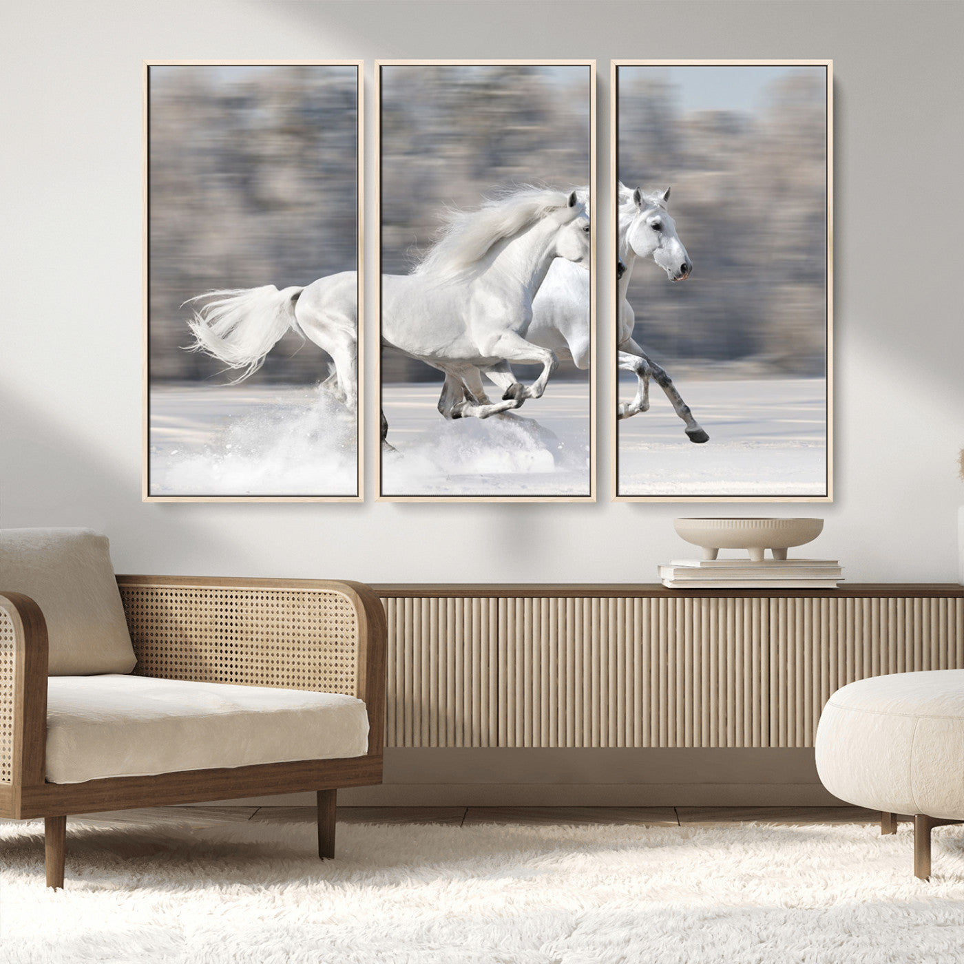 -The White Horses Wall Art, Framed White Horses Wall Art Canvas Print