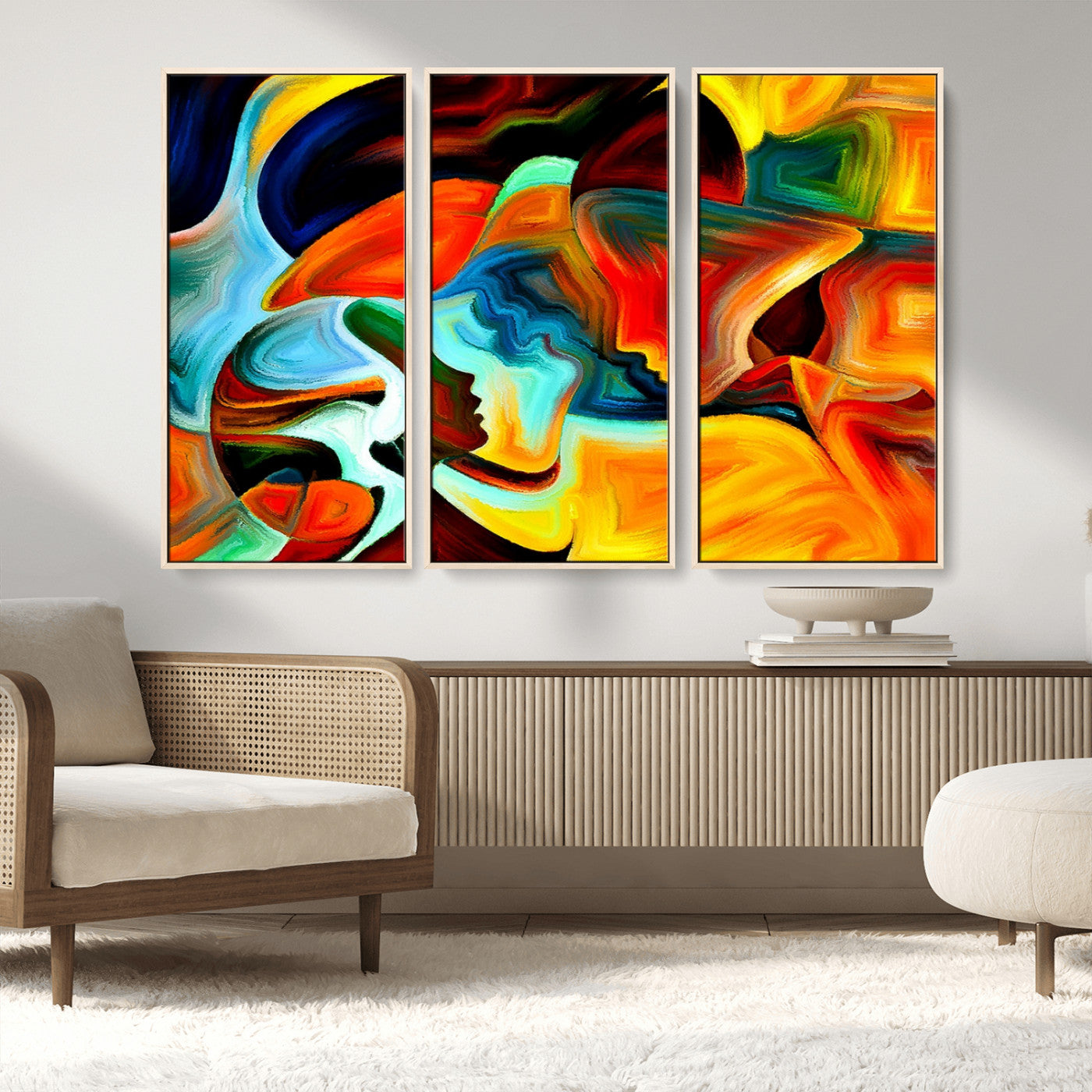 70242-MGV-FC-48X32-3P_Natural-Human Love Figures Abstract Wall Art Canvas Print