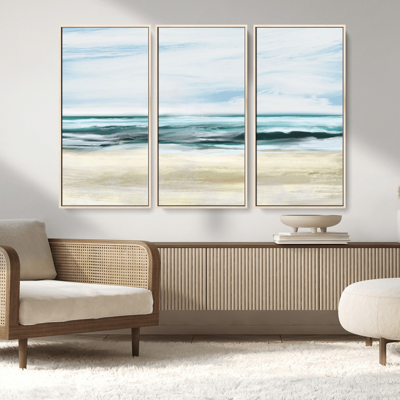 96301-MGV-FC-48X32-3P_Natural-Ocean Abstract Wall Art Canvas Print