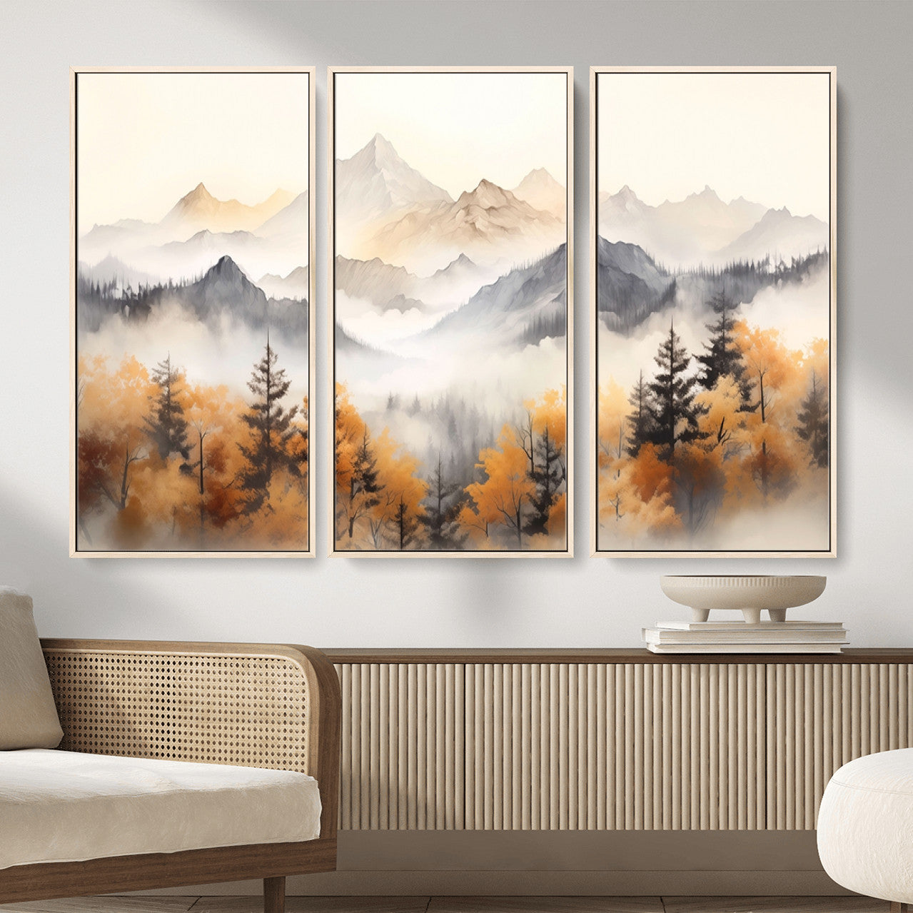 70049-MGV-CV-36X24 - Abstract Mountain Wall Art | Misty Mountain Forest and Mountains Canvas Print for Living Room,