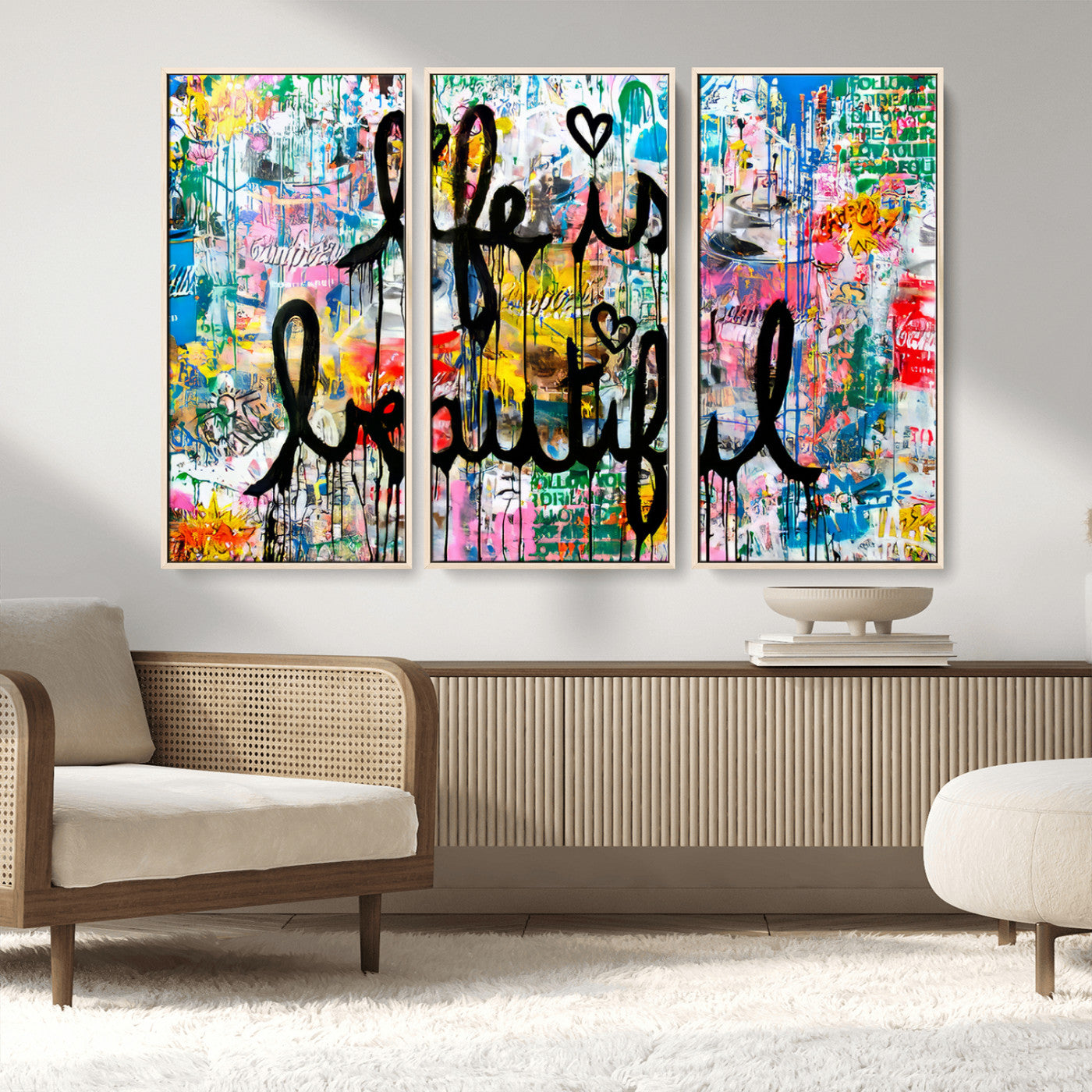 -Life Beautiful Art Print - Banksy Graffiti Wall Art Canvas Print | Graffiti Wall Art Canvas Print