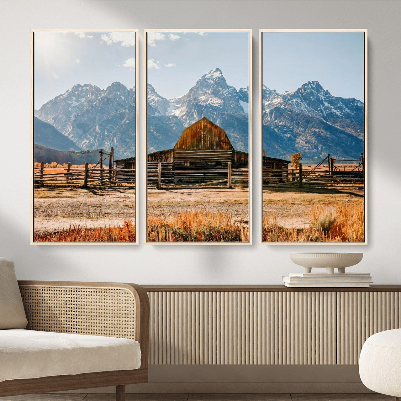 26513-MGV-CV-36X24 - Vintage Old Barn Field Wall Art Canvas Print for Farmhouse Decor - Rustic Barn Wall Art Canvas Print