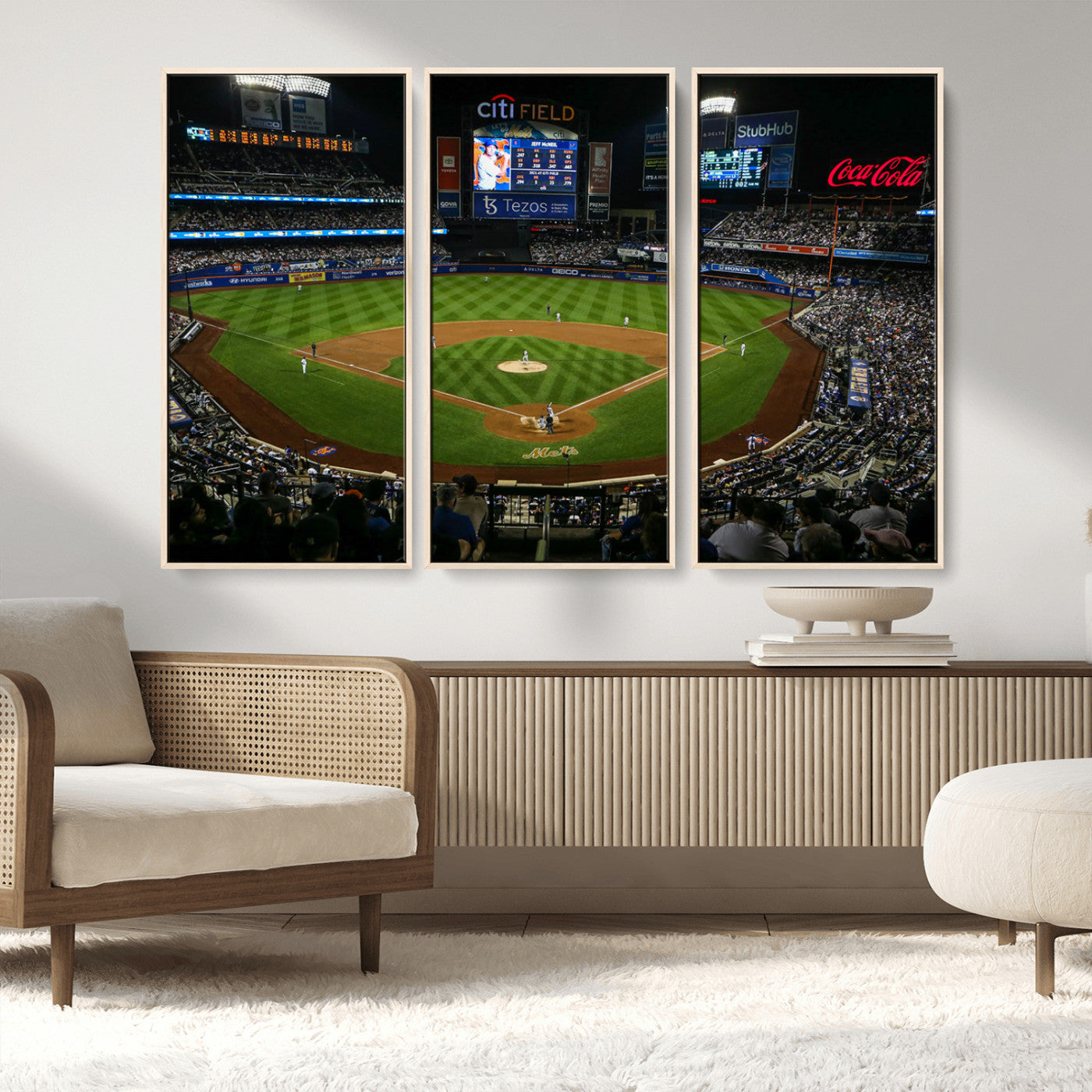 25148-MGV-FC-48X32-3P_Natural-Los Angeles Dodgers Baseball Team Print - California Dodger Stadium Wall Art Canvas Print