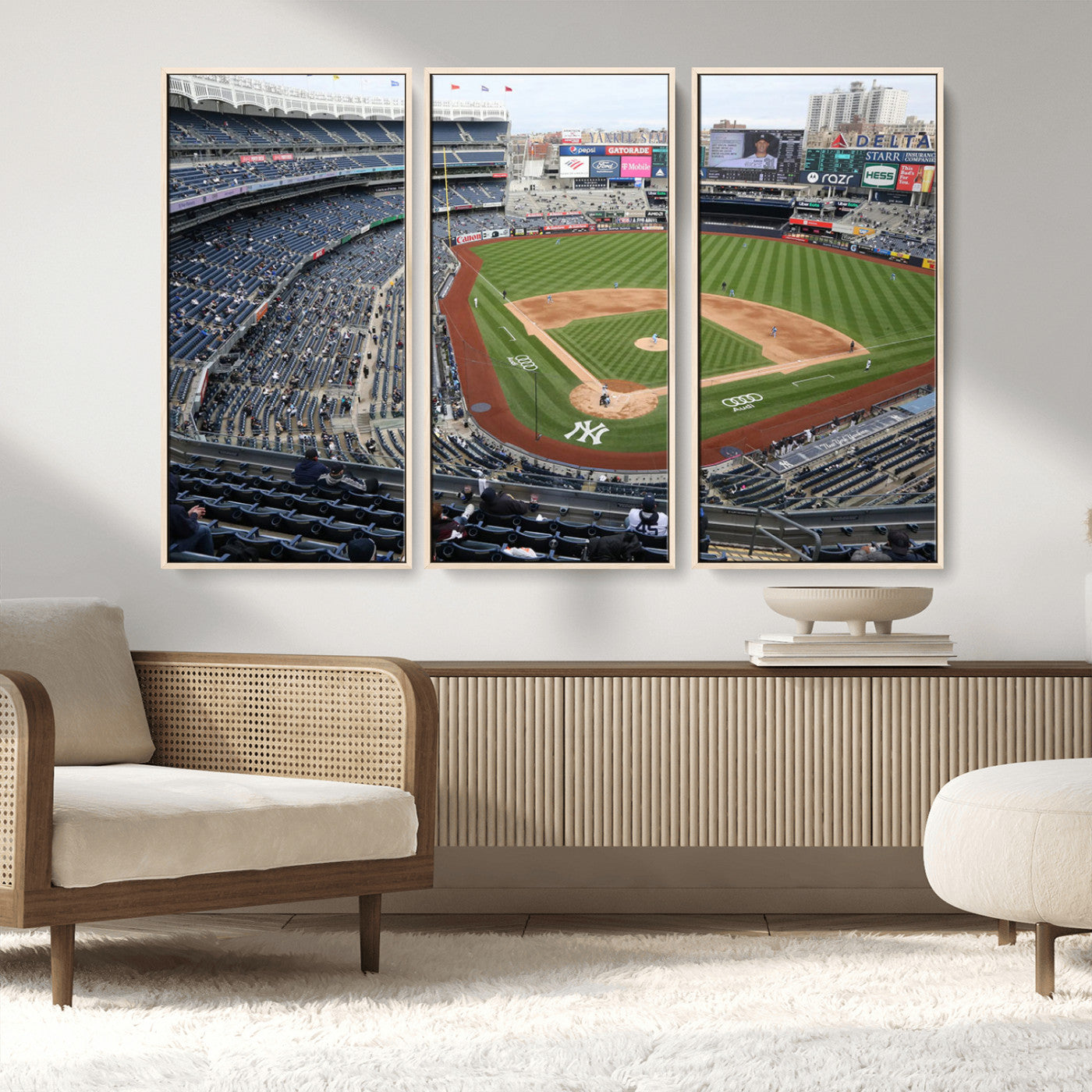 45784-MGV-FC-48X32-3P_Natural-New York Yankees Baseball Team Print - Yankee Stadium Wall Art Canvas Print
