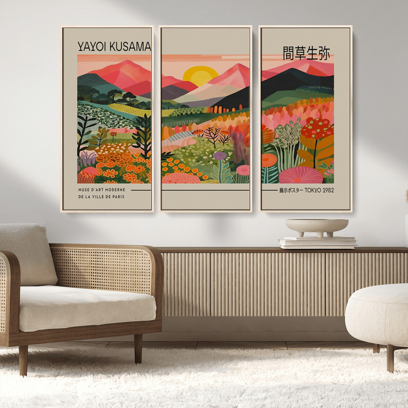 23753-MGV-CV-36X24-Yayoi Kusama 1986 Wall Art Print - Wabi Sabi Japanese Wall Art Print - Vibrant Abstract Landscape