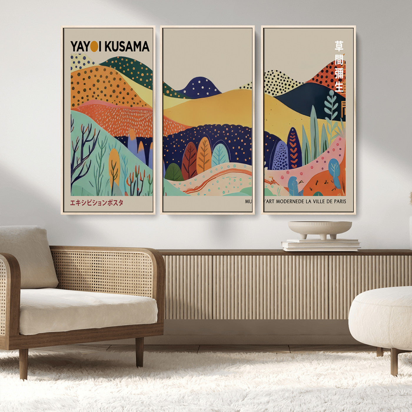-Framed Yayoi Kusama 1986 Wall Art Print – Japanese Wall Art Print, Wabi Sabi Yayoi Kusama Print -