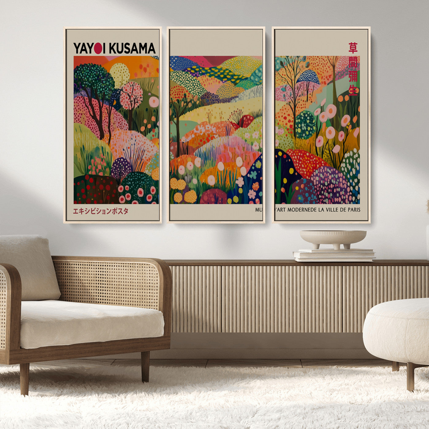 -Framed Yayoi Kusama 1986 Wall Art Print – Japanese Wall Art Print, Wabi Sabi Yayoi Kusama Print -