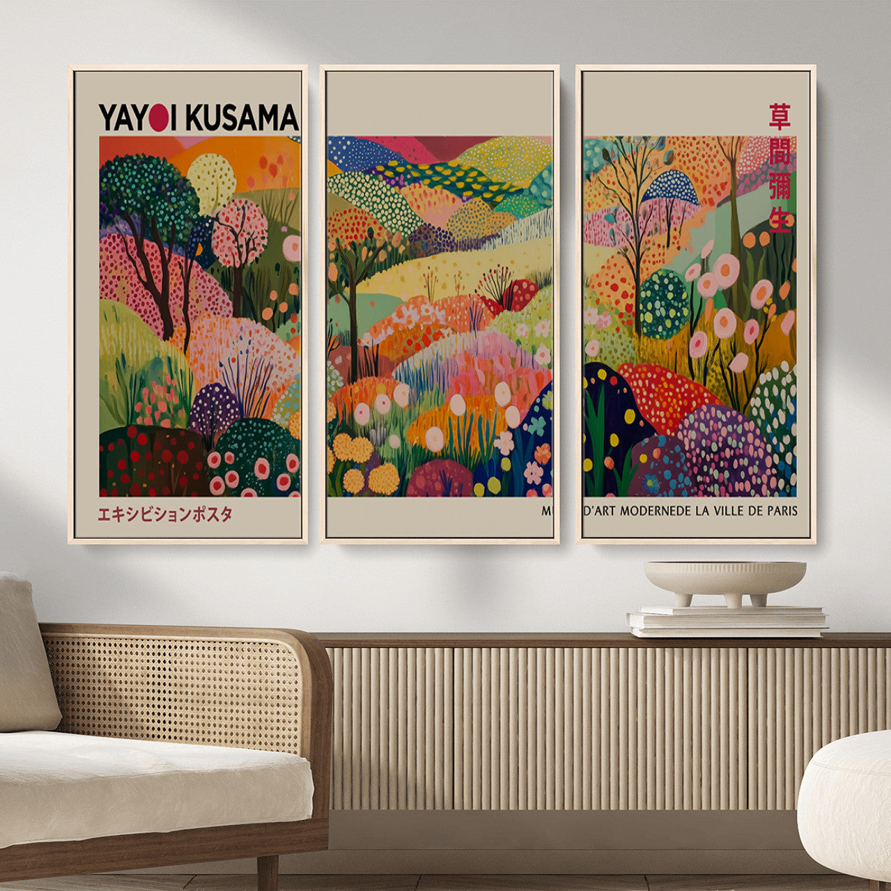 98921-MGV-CV-36X24 - Framed Yayoi Kusama 1986 Wall Art Print – Japanese Wall Art Print, Wabi Sabi Yayoi Kusama Print