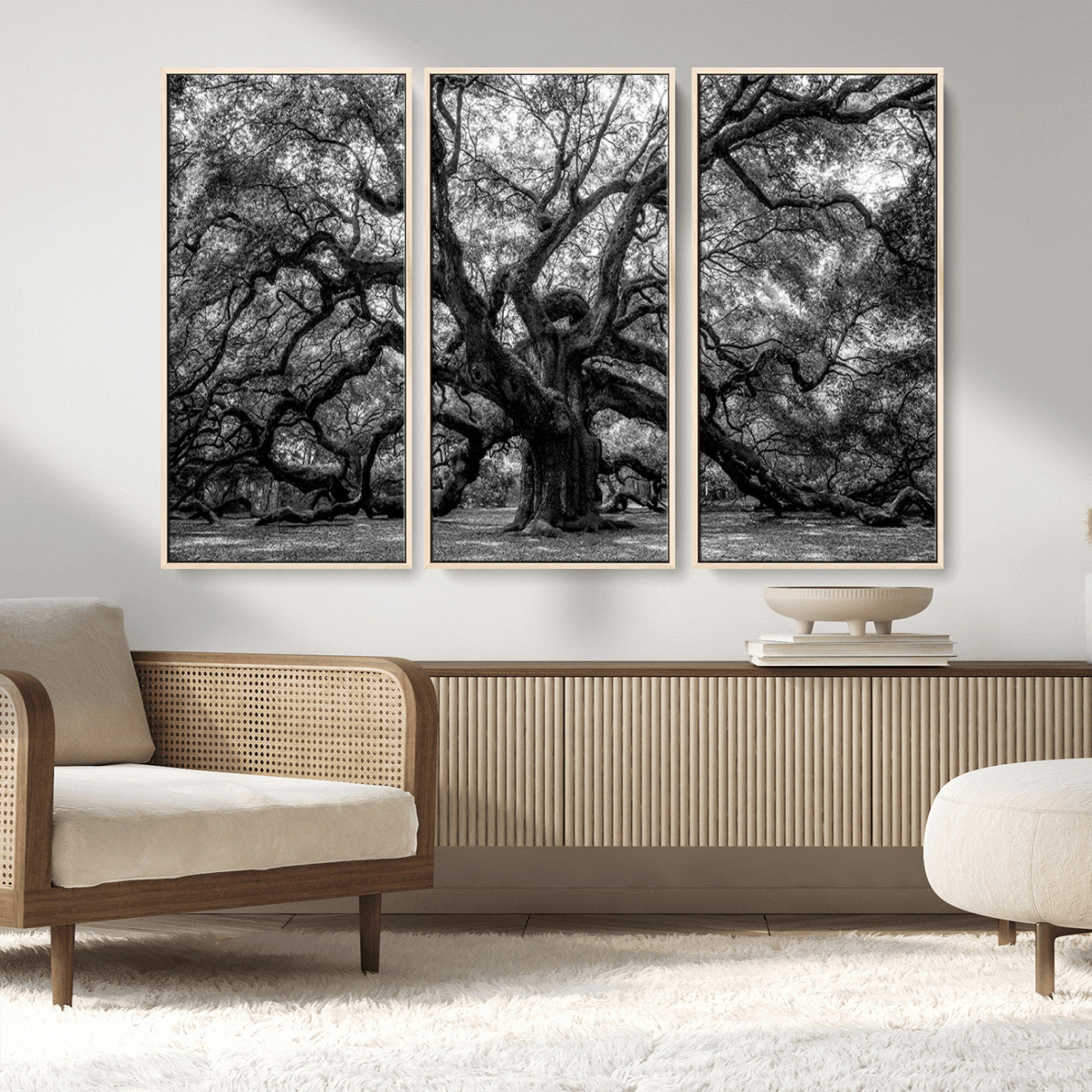 132944706-MGV-FC-48X32-3P_Natural-Black and White Old Angel Oak Tree Wall Art Canvas Print