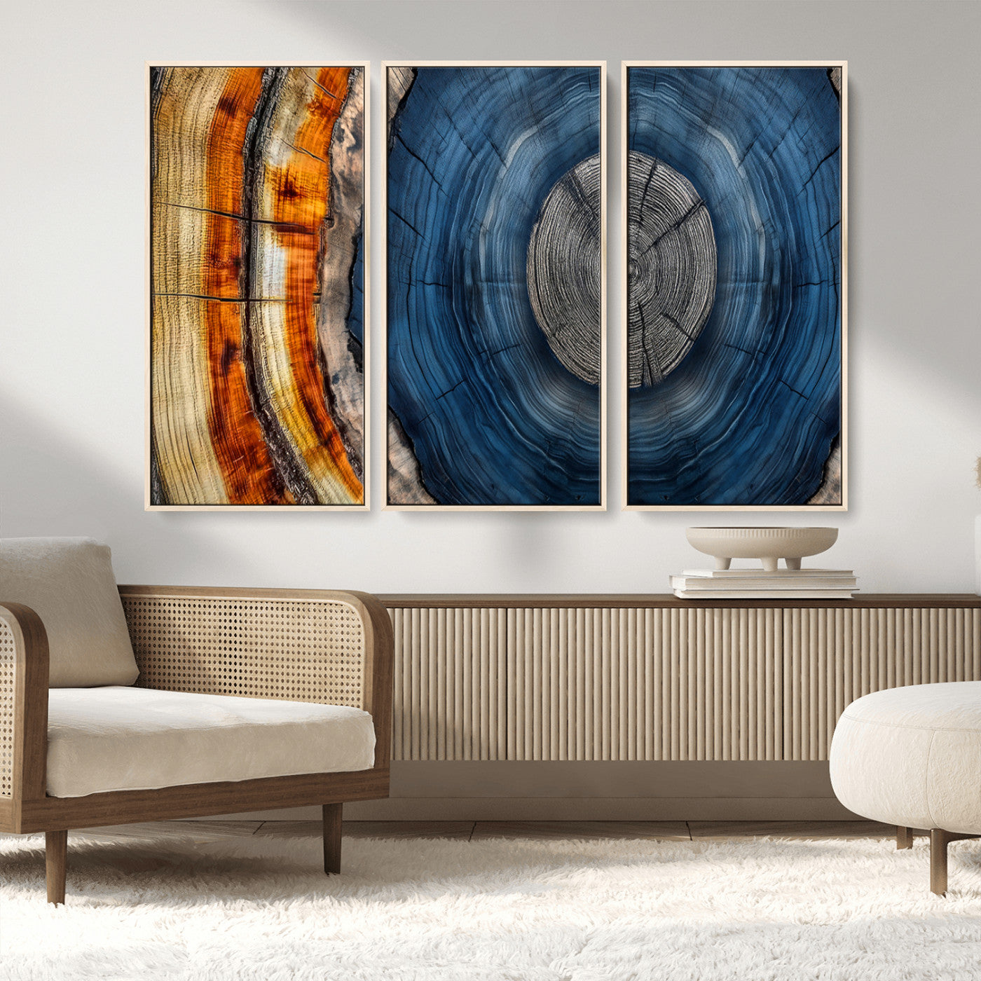 79754215-MGV-FC-48X32-3P_Natural-Abstract Tree Rings Wall Art Canvas Print - Wood Grain Rings Artwork Print - Nature Woodland Modern