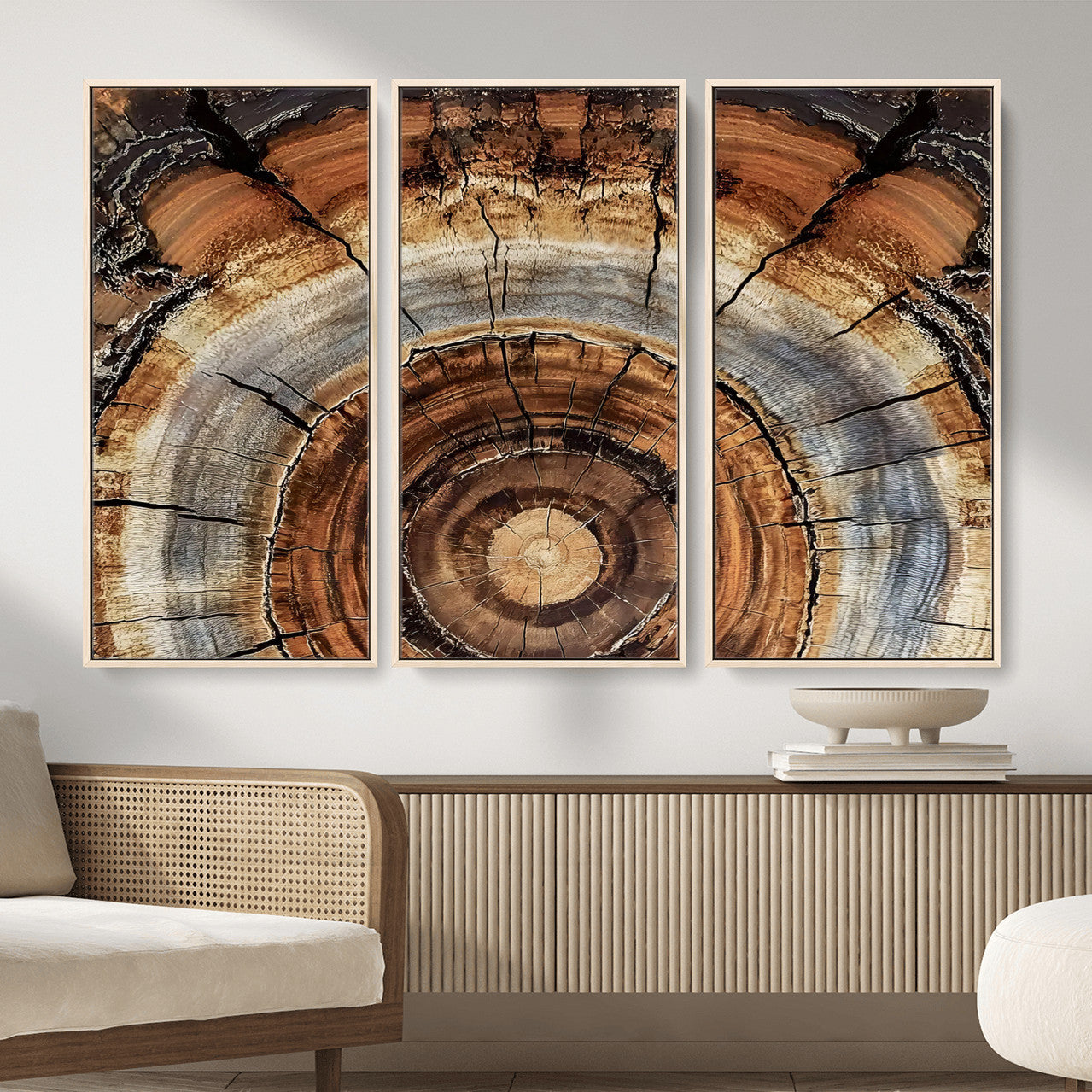 15184146-MGV-CV-36X24 - Tree Rings Wall Art Canvas Print, Framed Wood Texture Art Picture Print, Rustic Pattern Perfect Rustic Organic Decor Artwork