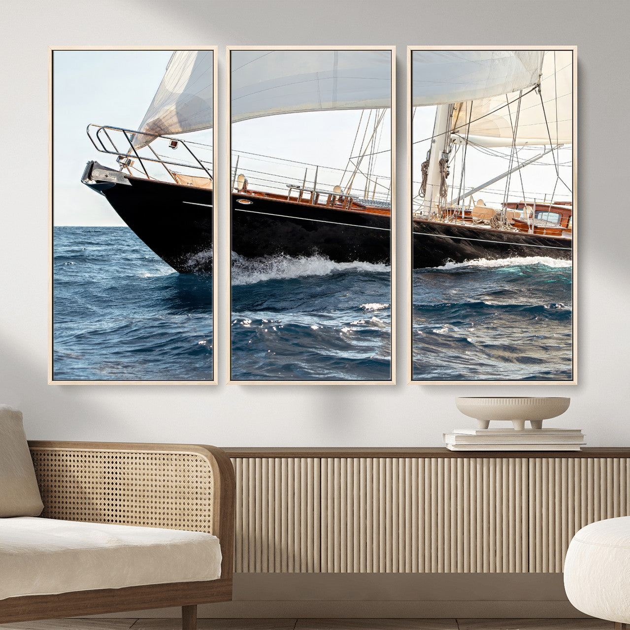 97168626-MGV-CV-36X24 - Boat Yacht Wall Art – Ocean Waves & Sailing Adventure Canvas Print, Nautical Elegance & Marine Journey for Living Room or Luxury Decor