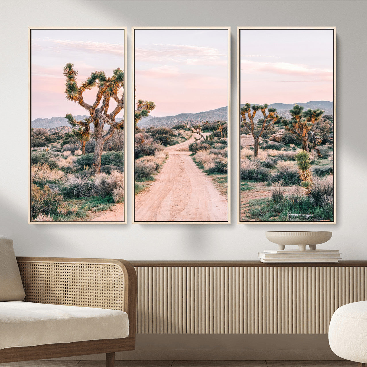 12540952-MGV-CV-36X24 - Desert Trail Wall Art – Canvas Print of Joshua Trees & Sunset Glow, Sandy Path Wilderness, Scenic Nature Escape Decor for Living Room, Office or Bedroom