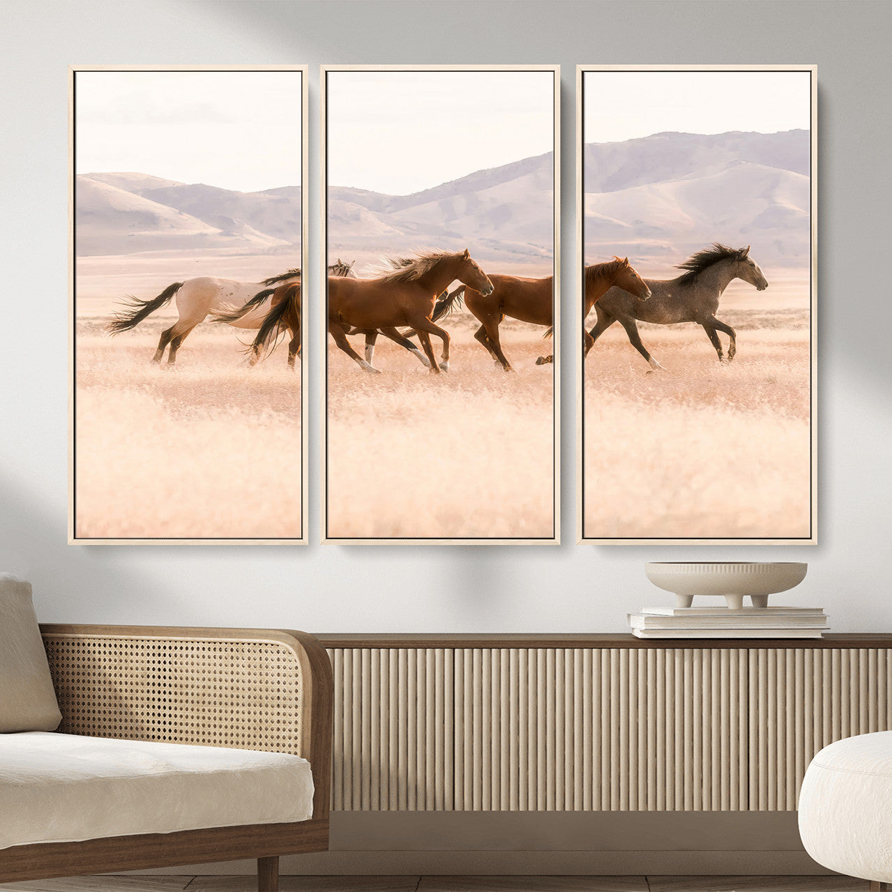 HORSESH-MGV-CV-36X24 - Wild Horses Wall Art – Running Freedom Canvas Print, Graceful Movement, Outdoor Landscape, Nature’s Power and Spirit, Home or Office Decor
