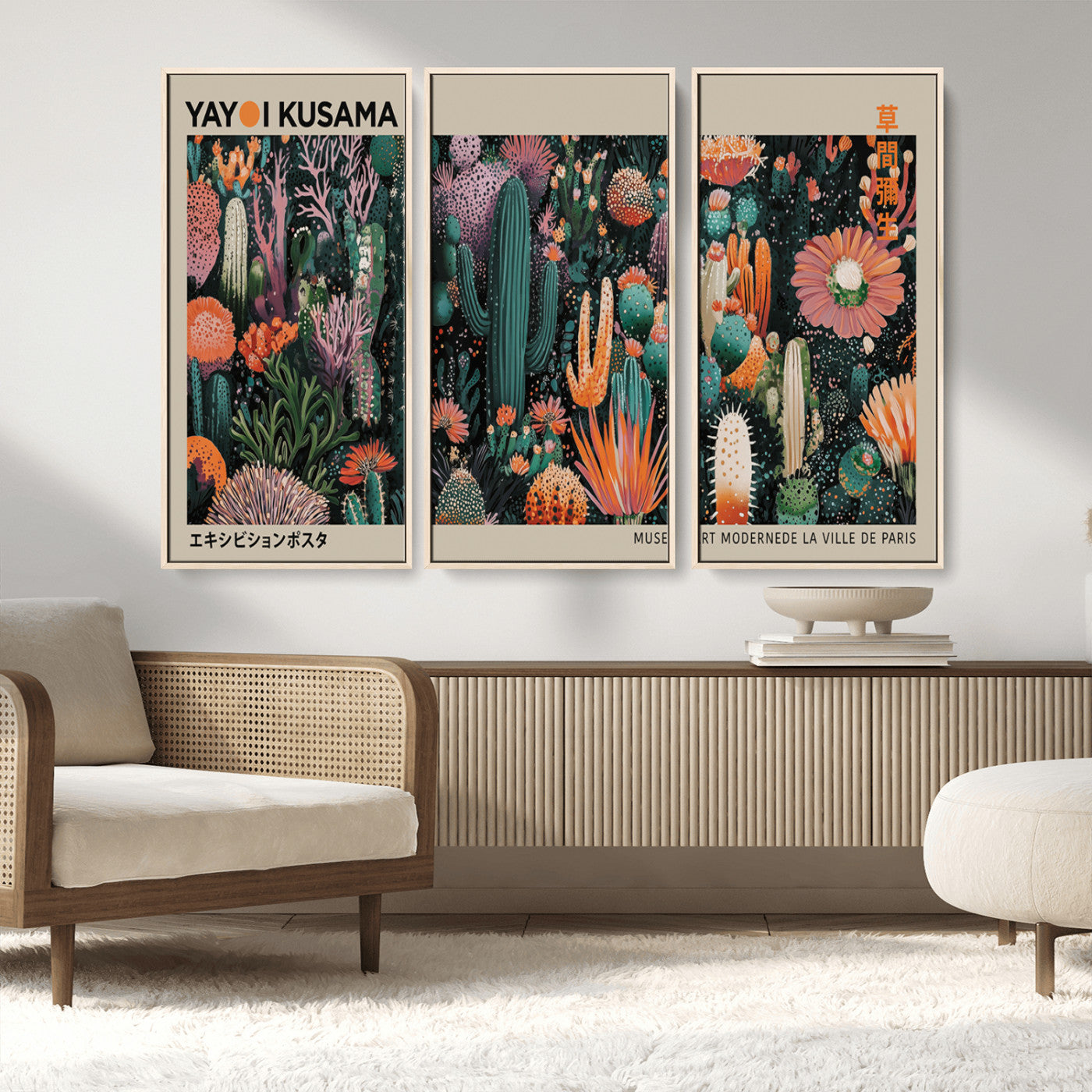 20505520-MGV-CV-36X24-Yayoi Kusama Art Print Canvas – Abstract Mount Fuji Japanese Wall Art Contemporary Modern Artwork for Home, Office