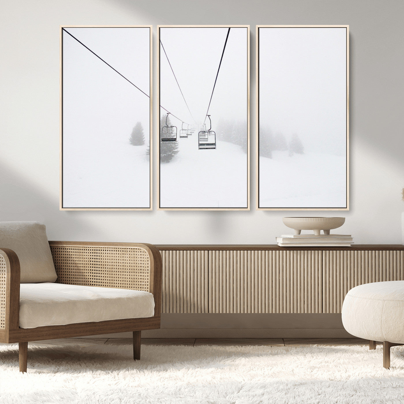 20216390-MGV-CV-36X24-Ski Lift Wall Art Canvas Print – Snowy Alpine Landscape Nordic Adventure Winter Mountains Artwork for Home, Office