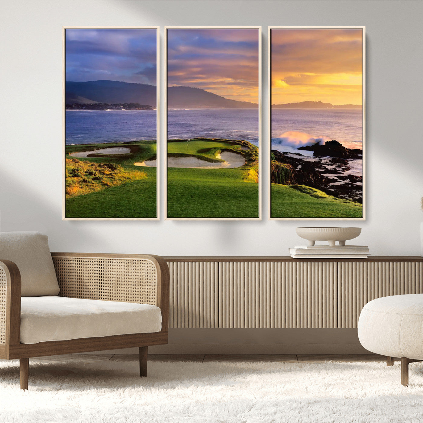 -Pebble Beach Golf Wall Art Canvas Print – Iconic Coastal Golf Course Artwork for Home, Office, Living Room