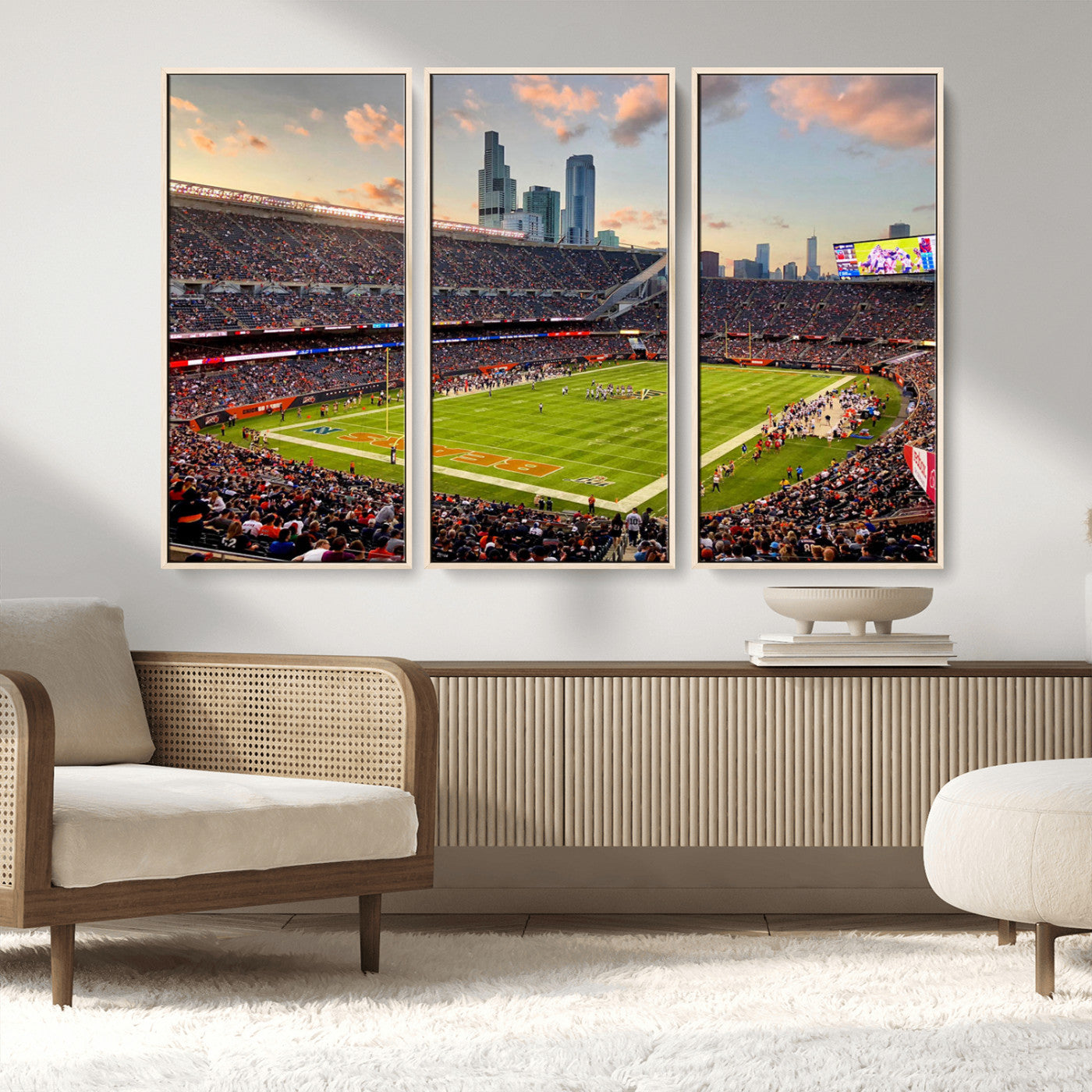 -Chicago Bears Soldiers Field Wall Art Canvas Print – Framed Football Stadium Artwork for Home, Office, Living Room