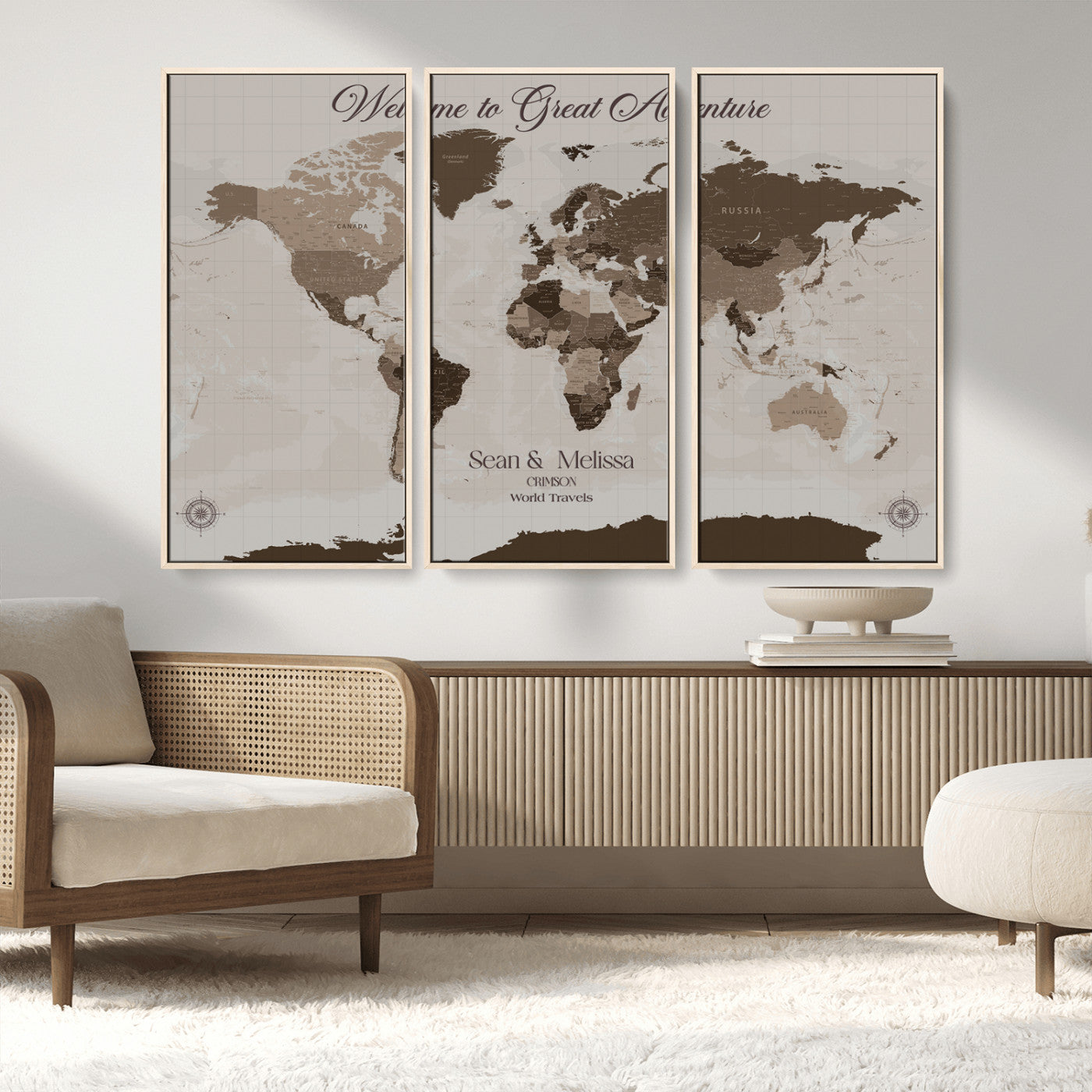 Rehber01-MGV-CV-36X24-Custom Push Pin World Map Wall Art Canvas Print – Personalized Travel Tracker with Pins Framed Large for home, office