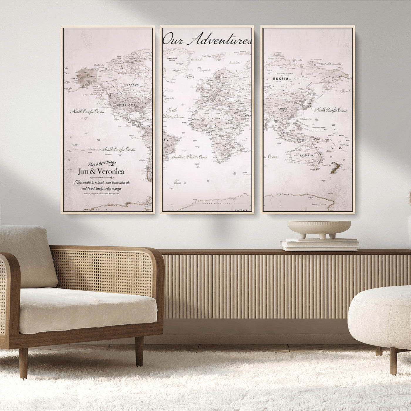 -Customize Push Pin World Map Wall Art Canvas Print – Personalized Travel Map with Foam Pins Framed for home, office